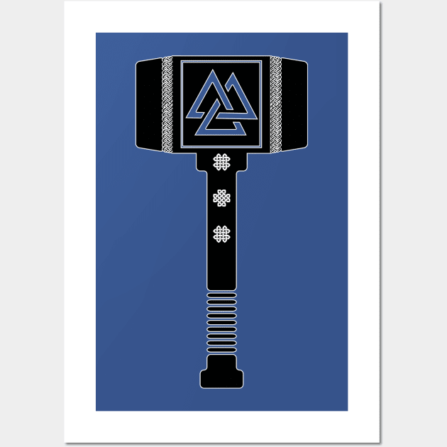 Thor Hammer Valknut Symbol Wall Art by Scar